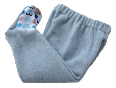 Cashmere Blend Footies, Blue Hearts-