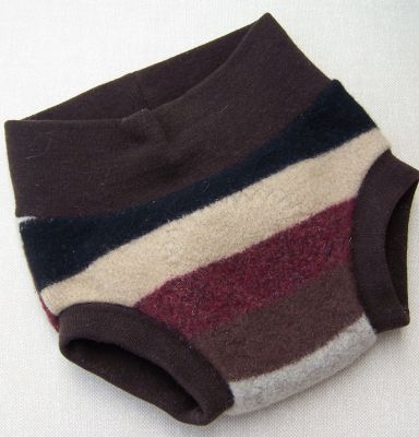 Chocolate Stripe Recycled Wool Soaker, sz S Chocolate Stripe Recycled Wool Soaker, sz S