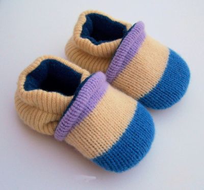 Sunny  Stripes Recycled Wool Slippers, sz 6-12m-