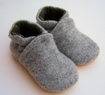 Basic Slate Recycled Wool Slippers, sz 18-24m-