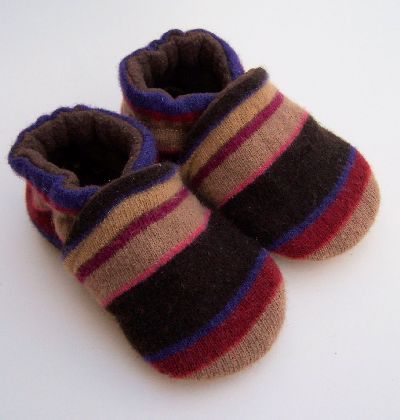 Sunset Stripes Recycled Wool Slippers, sz 12-18m-