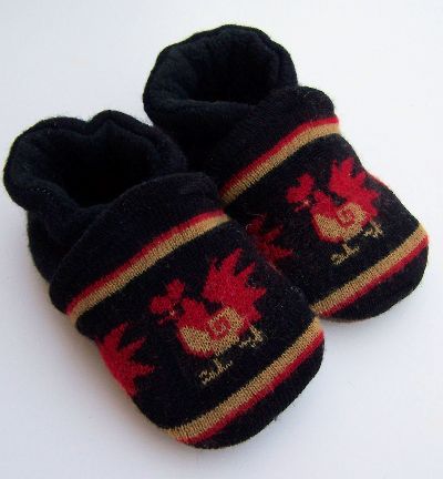 Cockadoodledo! Recycled Wool Slippers, sz 6-12m-