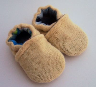 Baby Yellow Basic Recycled Wool Slippers, sz 6-12m-