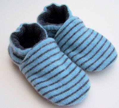 Skinny Stripes Recycled Wool Slippers, sz 6-12m-