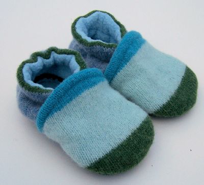 Ocean Blues Recycled Wool Slippers, sz 6-12m-
