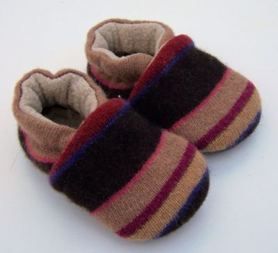 Sunset Stripes Recycled Wool Slippers, sz 0-6m-