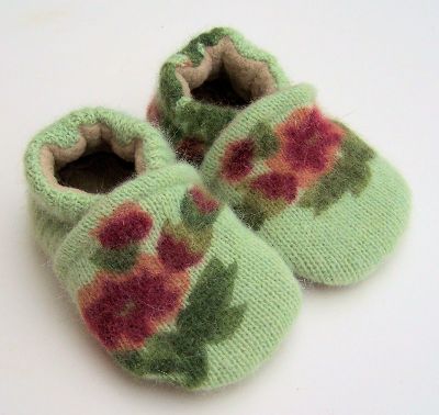 Little Roses Recycled Wool Slippers, sz 3T-