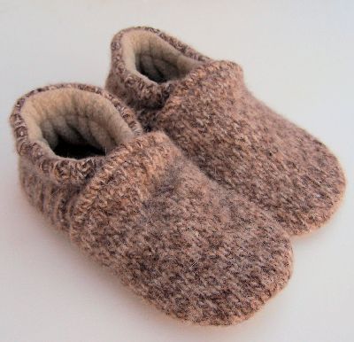 Mottled Browns Recycled Wool Slippers, sz 3T-