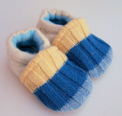 Pastel Wide Stripes Recycled Wool Slippers, sz 12-18m-