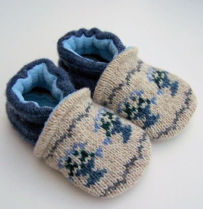 Blue Bells Recycled Wool Slippers, sz 12-18m-
