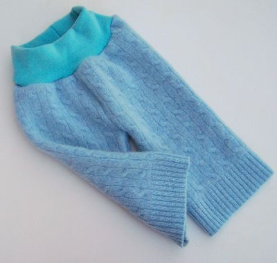 Cabled Sky/Aqua Hybrid Longies, sz S-