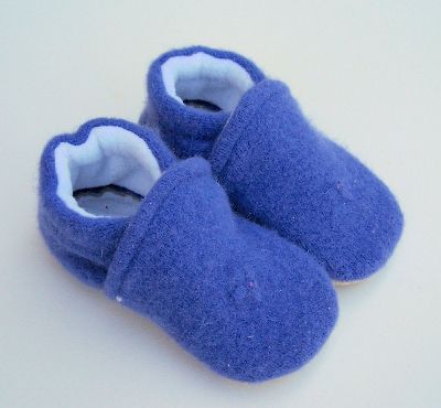 Lavender Flower Recycled Wool Slippers, sz 18-24m-