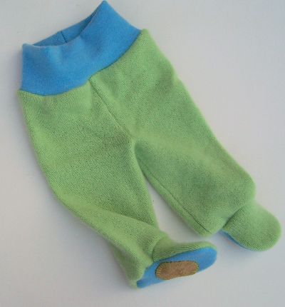 Recycled Celery/Sky Cashmere Footies, sz XS/S-